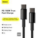 Baseus Tungsten Gold USB-C na USB-C Rýchlonabíjací / dátový kábel 100W 1m, čierny
