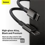 Baseus Tungsten Gold USB-C na USB-C Rýchlonabíjací / dátový kábel 100W 1m, čierny