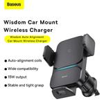 Baseus Wisdom Auto Alignment držák s bezdrátovým nabíjením 15W, černá