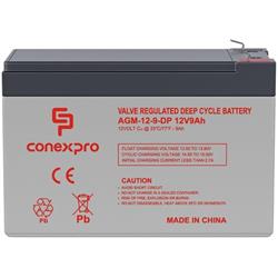 Batéria Conexpro AGM 12V, 9Ah, 10 rokov, Faston 6,3mm, hlboký cyklus