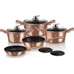 BerlingerHaus 10dílná sada nádobí s mramorovým povrchem Rosegold Metallic Line