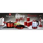 BerlingerHaus 3-dielna sada panvíc s mramorovým povrchom Burgundy Metallic Line