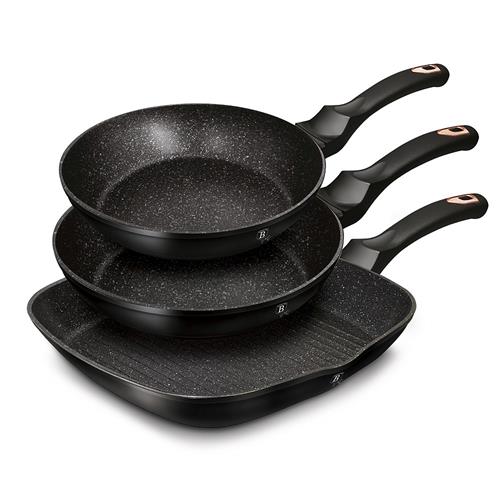 BerlingerHaus 3dílná sada pánví s mramorovým povrchem Black Rose Collection