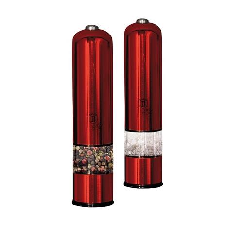BerlingerHaus Elektrický mlynček na korenie a soľ Burgundy Metallic Line, 2 ks