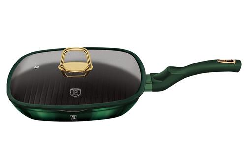 BerlingerHaus Grilovacia panvica s vekom a titánovým povrchom 28 cm Emerald Collection BH-6051