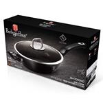 BerlingerHaus Hluboká pánev s poklicí s mramorovým povrchem Black Silver Collection, 28 cm