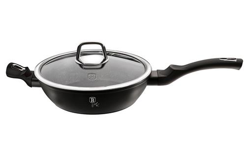 BerlingerHaus Hluboká pánev s poklicí s mramorovým povrchem Black Silver Collection, 28 cm