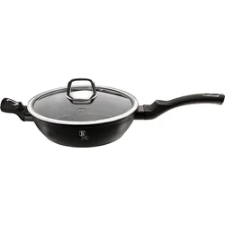 BerlingerHaus Hluboká pánev s poklicí s mramorovým povrchem Black Silver Collection, 28 cm