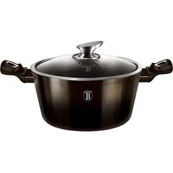 BerlingerHaus Kastról s mramorovým povrchom Shiny Black Collection 2 pokrievky, 24 cm