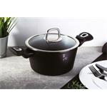 BerlingerHaus Kastrol s poklicí s mramorovým povrchem Black Silver Collection, 24 cm