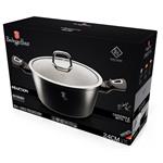 BerlingerHaus Kastrol s poklicí s mramorovým povrchem Black Silver Collection, 24 cm