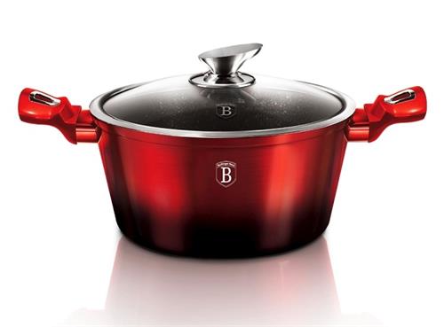 BerlingerHaus Kastról s pokrievkou s mramorovým povrchom Black Burgundy Metallic Line, 24 cm