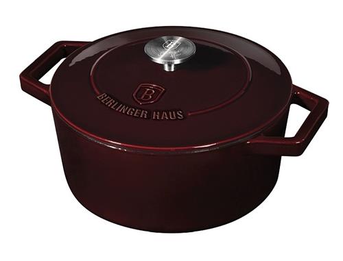 BerlingerHaus Liatinová panvica na pečenie s pokrievkou so smaltovaným povrchom Burgundy Line, 24 cm