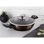 BerlingerHaus Nízký kastrol s mramorovým povrchem a poklicí Shiny Black Collection, 28 cm