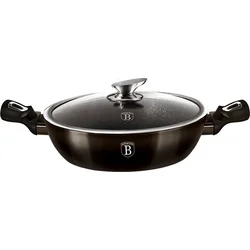 BerlingerHaus Nízký kastrol s mramorovým povrchem a poklicí Shiny Black Collection, 28 cm