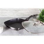 BerlingerHaus Pánev grilovací s mramorovým povrchem a poklicí Carbon PRO Line, 28 cm