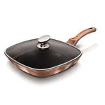 BerlingerHaus Pánev grilovací s mramorovým povrchem a poklicí Rosegold Metallic Line, 28 cm
