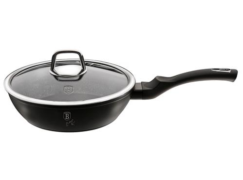 BerlingerHaus Pánev hluboká s mramorovým povrchem a poklicí Black Silver Collection, 24 cm