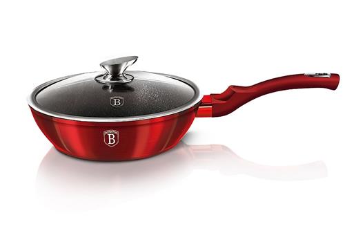 BerlingerHaus Pánev hluboká s mramorovým povrchem a poklicí Burgundy Metallic Line, 24 cm