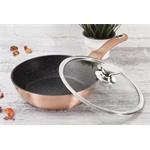 BerlingerHaus Pánev hluboká s mramorovým povrchem a poklicí Rosegold Metallic Line, 24 cm