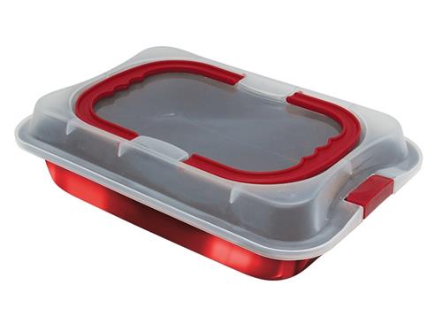 BerlingerHaus Plech na pečenie s plastovým krytom Burgundy Metallic Line, 36,5 x 24,5 x 5,5 cm