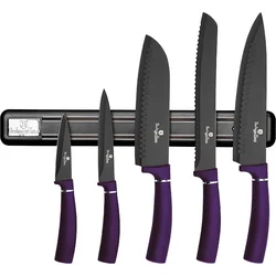 BerlingerHaus Sada nožov s magnetickou lištou Purple Metallic Line, 6 ks