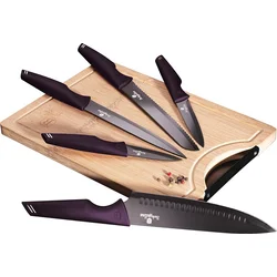 BerlingerHaus Sada nožov s nepriľnavou povrchovou úpravou, doska na krájanie 6 ks Purple Eclipse Collection