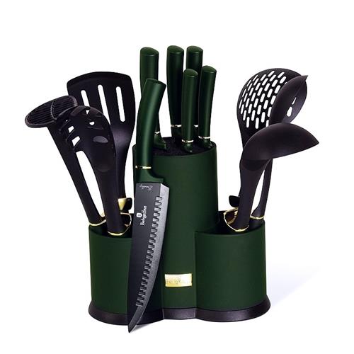 BerlingerHaus Sada nožů a kuchyňského náčiní ve stojanu 12 ks Emerald Collection