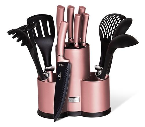 BerlingerHaus Sada nožů a kuchyňského náčiní ve stojanu I-Rose Edition, 12 ks