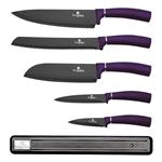 BerlingerHaus Sada nožů s magnetickou lištou Purple Metallic Line, 6 ks
