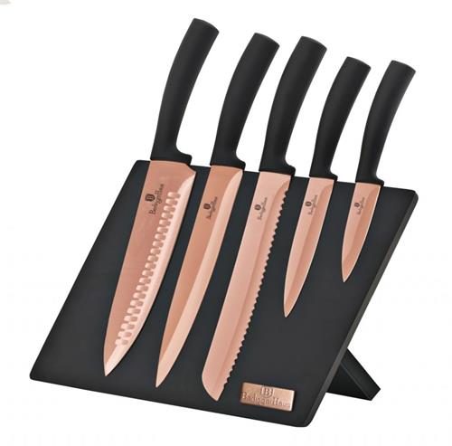 BerlingerHaus Sada nožů s magnetickým stojanem Rosegold Metallic Line, 6 ks