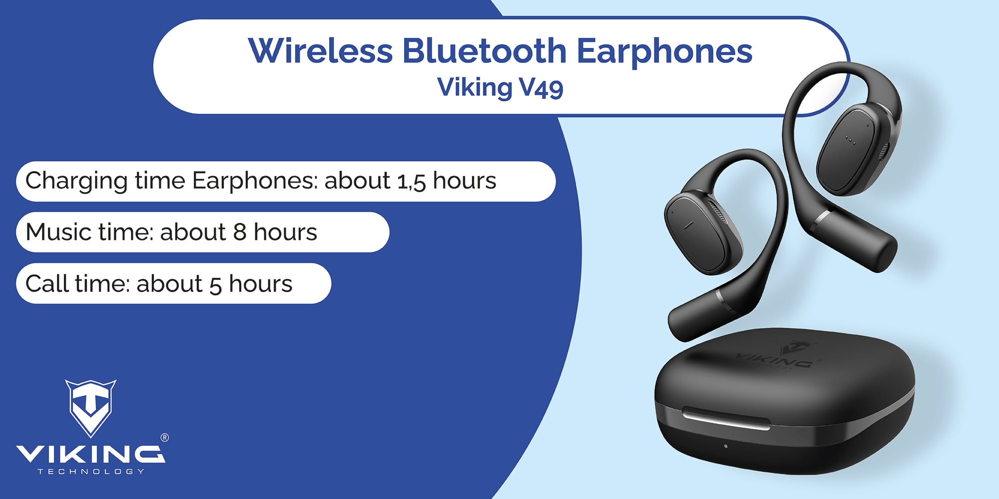 Bezdrátová Bluetooth sluchátka Viking V49