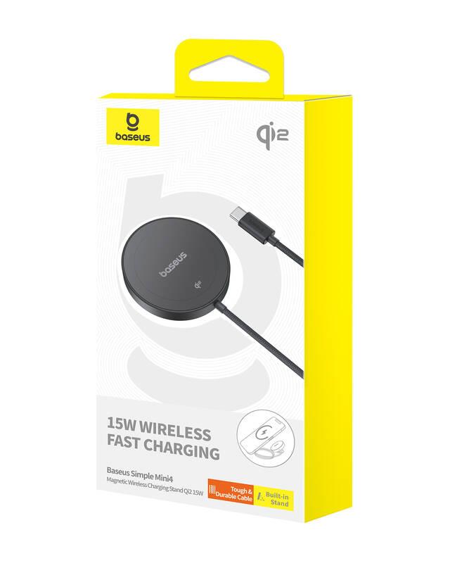 Bezdrátová nabíjecí magnetická podložka Baseus Simple Mini4 Qi2 15W černá