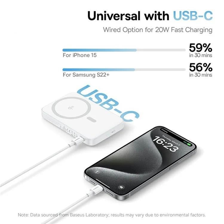 Bezdrátová powerbanka Baseus PicoGo Qi2 5000mAh, 20W bílá