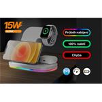 Bezdrôtová dokovacia stanica Aligator Qi 3v1 pre hodinky Apple, 15 W, biela