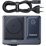 Bezdrôtová nabíjačka Baseus Nomos Qi2 140W USB, 2xUSB-C, s navíjacím káblom. USB-C/sieťový kábel 1 m čierny