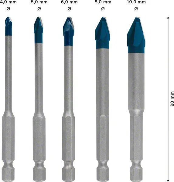 BOSCH 5dílná sada vrtáků do dlažby EXPERT HEX-9 HardCeramic 4/5/6/8/10 mm (2.608.900.597)