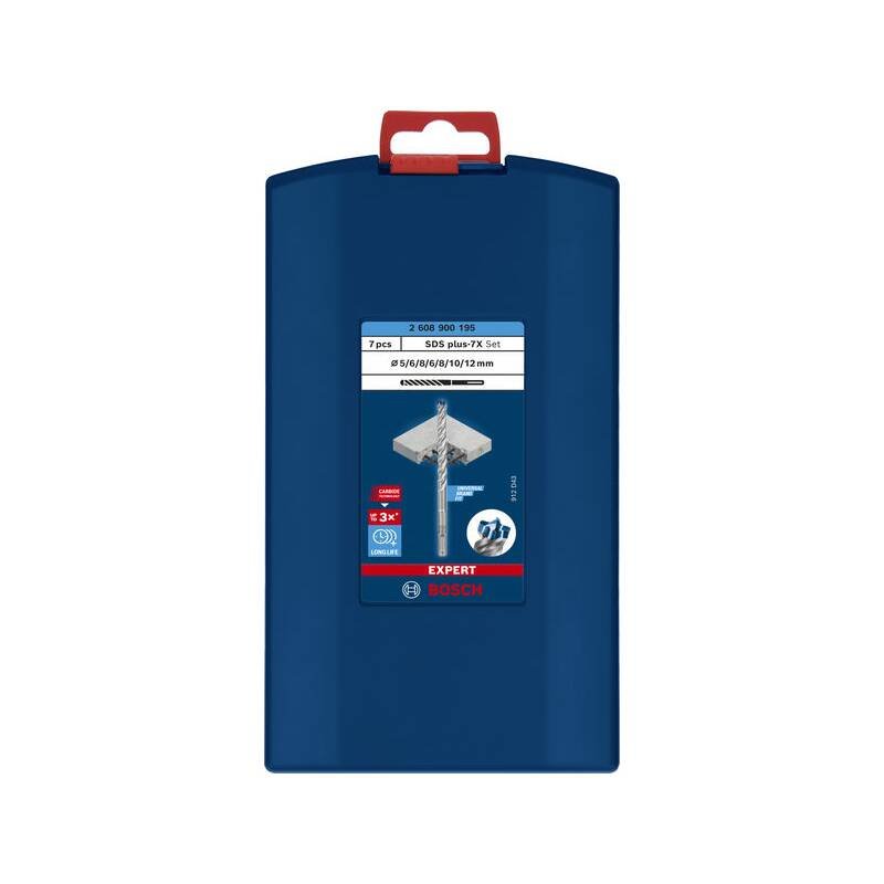 BOSCH 7-dielna súprava príklepových vrtákov EXPERT SDS plus-7X, 5/6/6/8/8/10/12 mm (2.608.900.195)