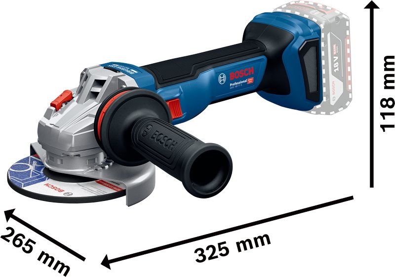 BOSCH Akumulátorová úhlová bruska GWS 18V-11 vč. bat. a nab. + L-BOXX (0.601.9N4.103)