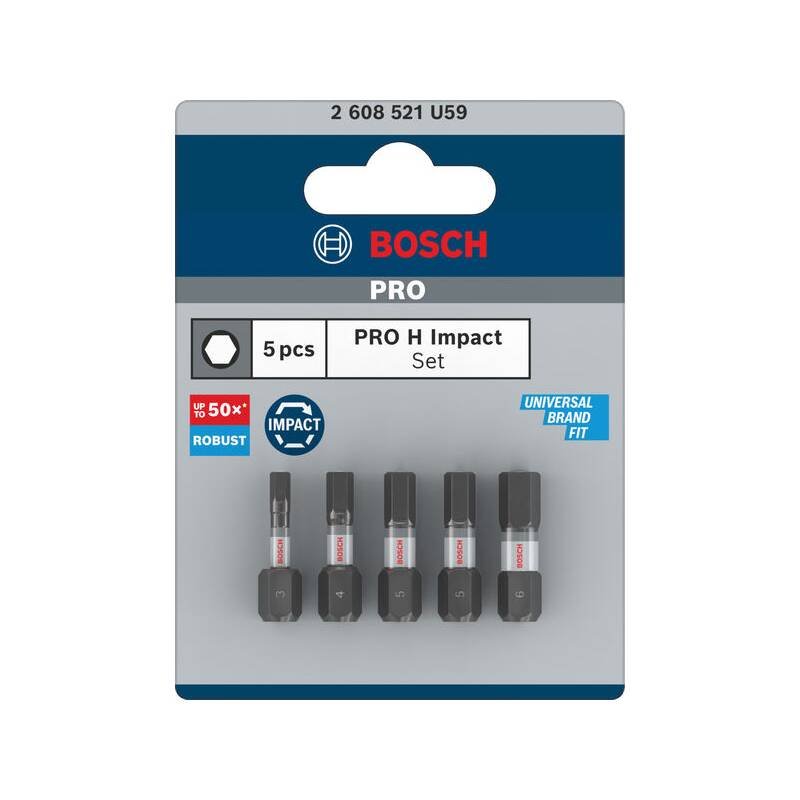 BOSCH Bity PRO H Impact, H3, H4, H5 (2×), H6, 25 mm, 5 ks (2.608.521.U59)