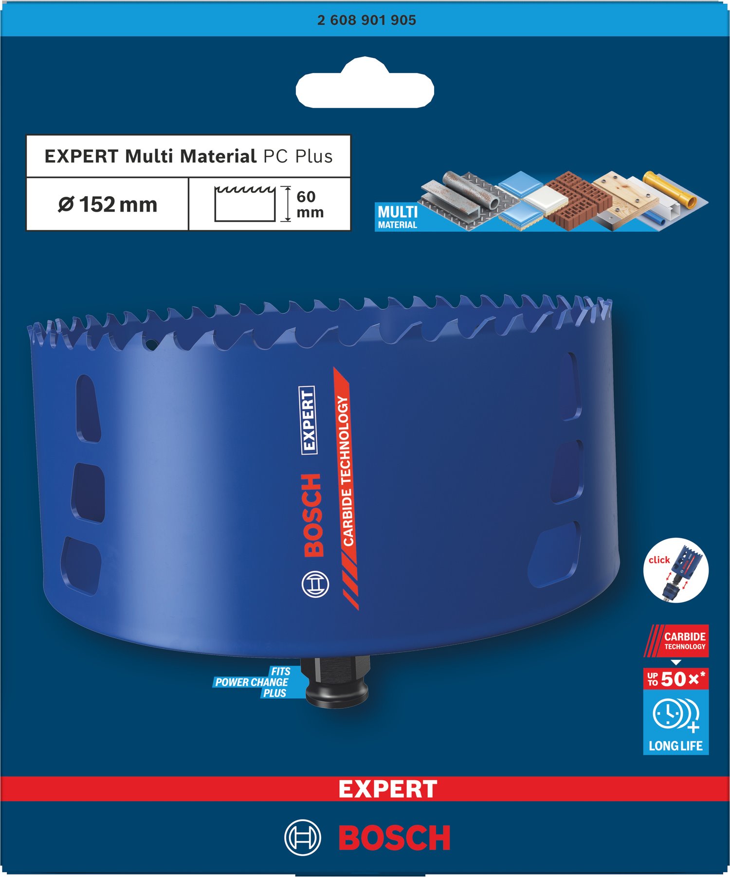 BOSCH Děrovka EXPERT Multi Material pro Power Change Plus, 152 × 60 mm (2.608.901.905)