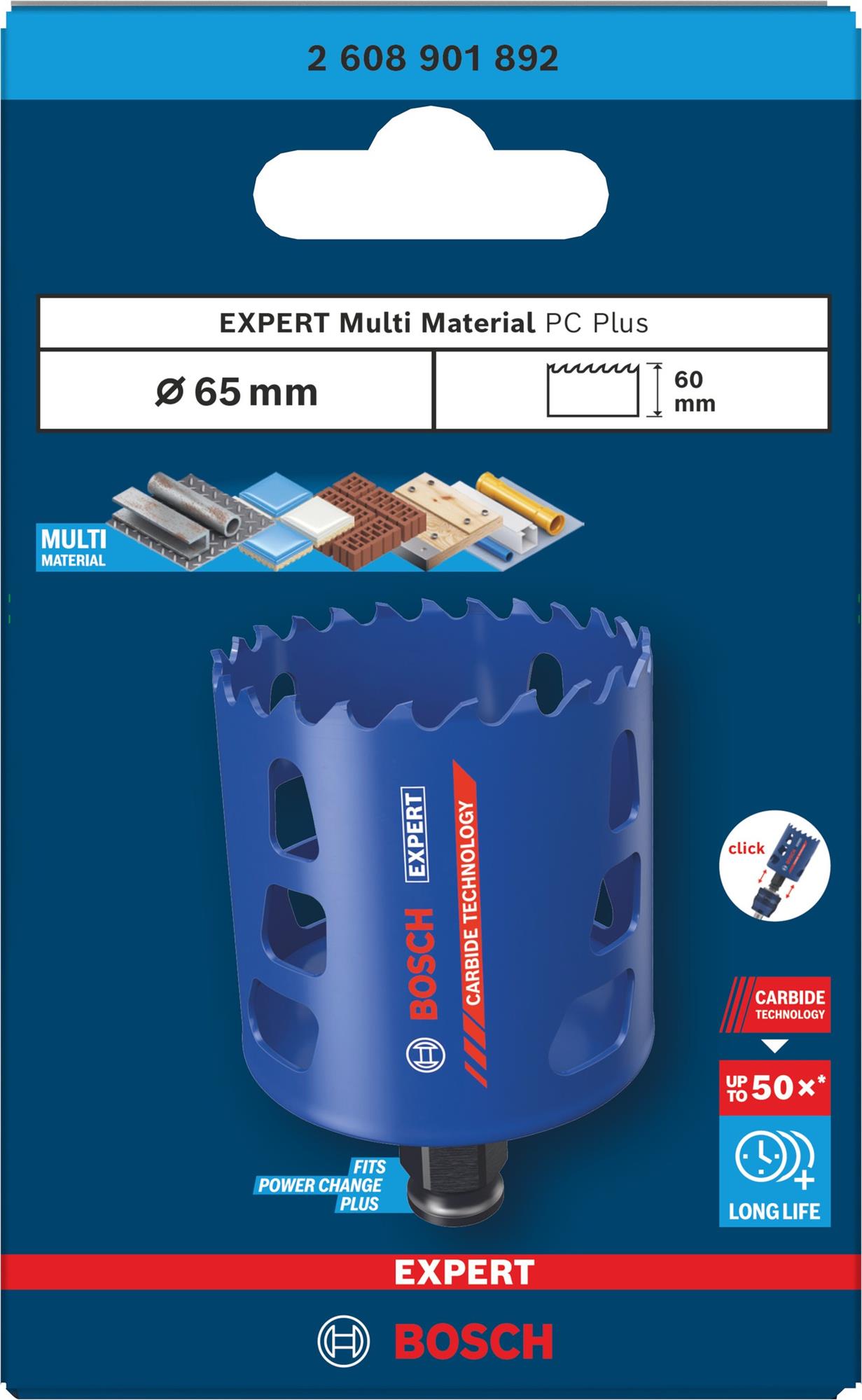 BOSCH Děrovka EXPERT Multi Material pro Power Change Plus, 65 × 60 mm (2.608.901.892)
