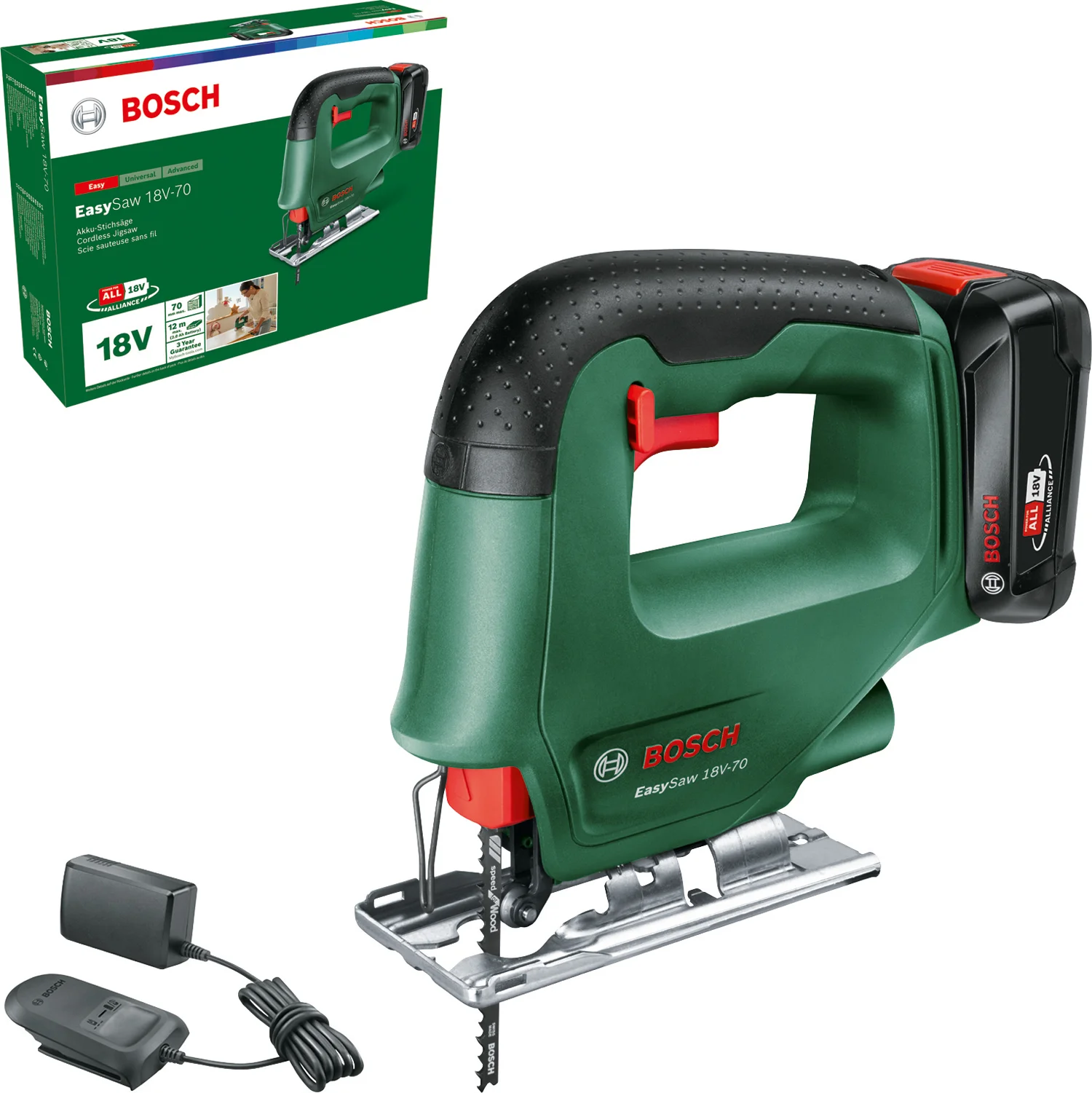 Bosch EasySaw 18V-70, včetně baterie 2,0 Ah (0.603.012.002)