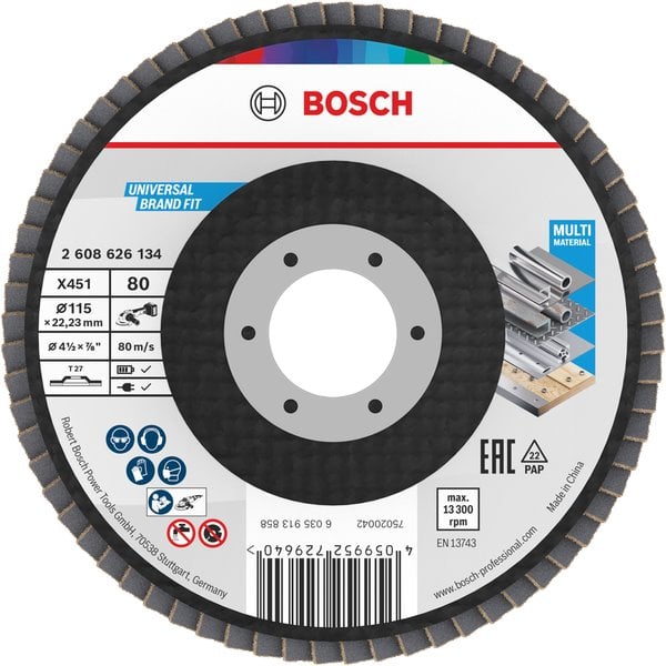 BOSCH Lamelový brusný kotouč X451, 115 × 22,23 mm, G80, T27 (2.608.626.134)