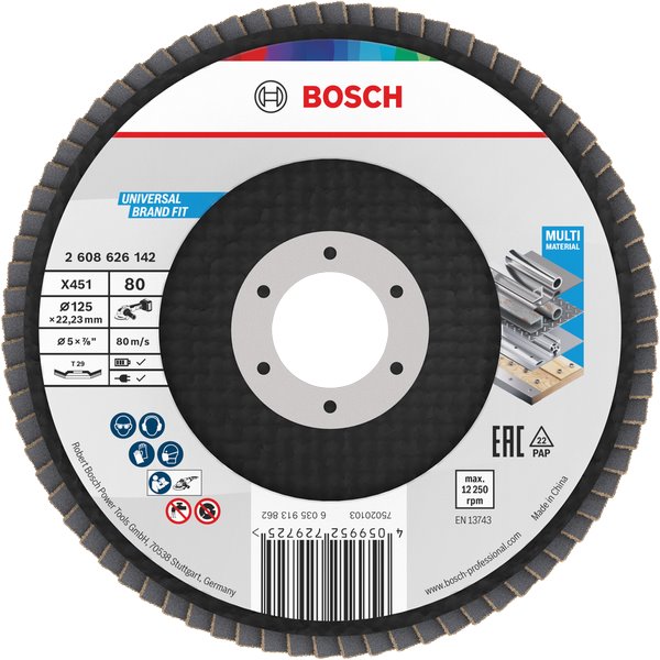 BOSCH Lamelový brusný kotouč X451, 125 × 22,23 mm, G80, T29 (2.608.626.142)