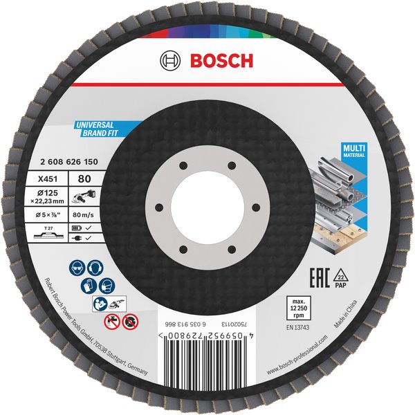 BOSCH Laminovaný brúsny kotúč X451, 125 × 22,23 mm, G80, T27 (2.608.626.150)