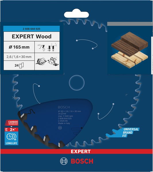 BOSCH Pilový kotouč Expert for Wood, 165 × 2,6/1,6 × 30 mm, T24 (2.608.644.025)
