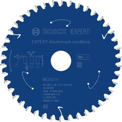 BOSCH Pílový kotúč EXPERT Hliníkový akumulátorový pre kotúčovú pílu, 120 × 1,8/1,2 × 20 mm, T42 (2.608.902.115)