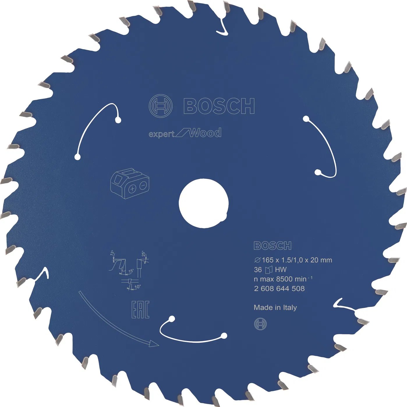 BOSCH Pílový list Expert na drevo pre akumulátorové píly 165×1,5/1×20 T36 (2.608.644.508)