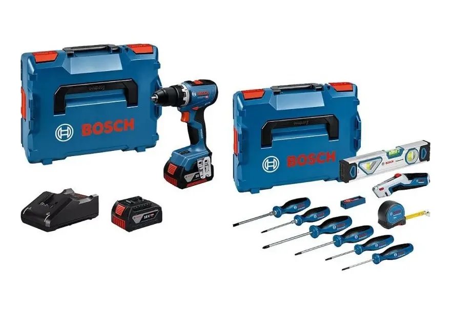 BOSCH PRO GSR 18V-65 + 2× GBA 18V 5.0Ah + GAL 18V-40 + 19dílná sada ručního nářadí (0.615.A50.07K)